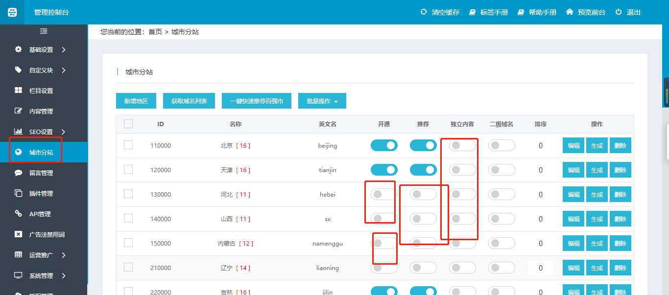 多城市分站站群系统使用说明